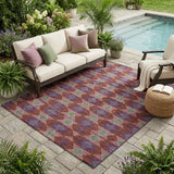 5' X 8' Burgundy And Pewter Geometric Washable Indoor Outdoor Area Rug