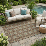 5' X 8' Chocolate And Navy Blue Geometric Washable Indoor Outdoor Area Rug