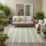 5' X 8' Ivory And Saffron Geometric Washable Indoor Outdoor Area Rug