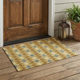 3' X 5' Walnut And Brown Geometric Washable Indoor Outdoor Area Rug