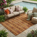 5' X 8' Red And Brown Tribal Washable Indoor Outdoor Area Rug