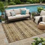 5' X 8' Chocolate And Brown Tribal Washable Indoor Outdoor Area Rug