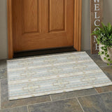 3' X 5' Ivory And Cream Tribal Washable Indoor Outdoor Area Rug