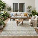 5' X 8' Ivory And Cream Tribal Washable Indoor Outdoor Area Rug
