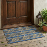 3' X 5' Navy Blue And Coral Tribal Washable Indoor Outdoor Area Rug