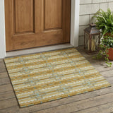 3' X 5' Walnut And Graphite Tribal Washable Indoor Outdoor Area Rug