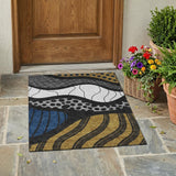 3' X 5' Black And Khaki Abstract Washable Indoor Outdoor Area Rug