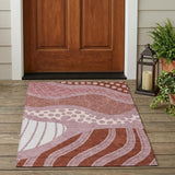3' X 5' Blush And Brown Abstract Washable Indoor Outdoor Area Rug