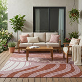 5' X 8' Blush And Brown Abstract Washable Indoor Outdoor Area Rug