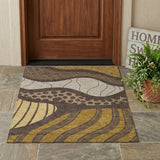 3' X 5' Brown And Gold Abstract Washable Indoor Outdoor Area Rug