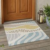 3' X 5' Ivory And Linen Abstract Washable Indoor Outdoor Area Rug