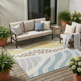 5' X 8' Ivory And Linen Abstract Washable Indoor Outdoor Area Rug