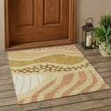3' X 5' Wheat And Graphite Abstract Washable Indoor Outdoor Area Rug