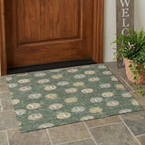 3' X 5' Green And Pearl Geometric Washable Indoor Outdoor Area Rug