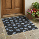 3' X 5' Black And Red Geometric Washable Indoor Outdoor Area Rug