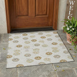 3' X 5' Ivory And Copper Geometric Washable Indoor Outdoor Area Rug