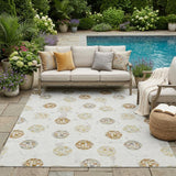 5' X 8' Ivory And Copper Geometric Washable Indoor Outdoor Area Rug