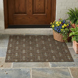 3' X 5' Chocolate And Gold Geometric Washable Indoor Outdoor Area Rug