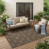 5' X 8' Chocolate And Gold Geometric Washable Indoor Outdoor Area Rug