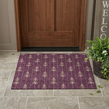 3' X 5' Eggplant And Graphite Geometric Washable Indoor Outdoor Area Rug