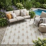 5' X 8' Ivory And Brown Geometric Washable Indoor Outdoor Area Rug