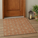 3' X 5' Rust And Linen Geometric Washable Indoor Outdoor Area Rug
