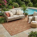 5' X 8' Rust And Linen Geometric Washable Indoor Outdoor Area Rug