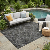 5' X 8' Black And Green Geometric Washable Indoor Outdoor Area Rug