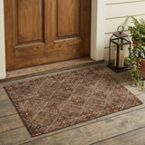 3' X 5' Red And Rust Geometric Washable Indoor Outdoor Area Rug