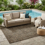 5' X 8' Chocolate And Gray Geometric Washable Indoor Outdoor Area Rug
