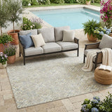 5' X 8' Ivory And Blue Geometric Washable Indoor Outdoor Area Rug