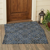 3' X 5' Navy Blue And Gray Geometric Washable Indoor Outdoor Area Rug