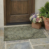 3' X 5' Olive Green And Graphite Geometric Washable Indoor Outdoor Area Rug
