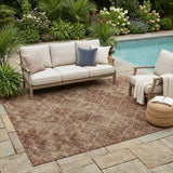 5' X 8' Orange And Khaki Geometric Washable Indoor Outdoor Area Rug