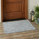 3' X 5' Silver And Brown Geometric Washable Indoor Outdoor Area Rug