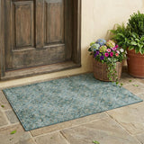3' X 5' Teal Blue And Purple Geometric Washable Indoor Outdoor Area Rug