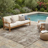 5' X 8' Brown And Beige Abstract Washable Indoor Outdoor Area Rug
