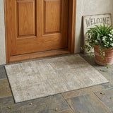 3' X 5' Ivory And Blue Abstract Washable Indoor Outdoor Area Rug