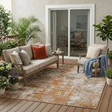 5' X 8' Orange And Green Abstract Washable Indoor Outdoor Area Rug
