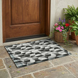 3' X 5' Black And Wheat Geometric Washable Indoor Outdoor Area Rug