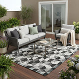 5' X 8' Black And Wheat Geometric Washable Indoor Outdoor Area Rug
