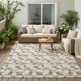 5' X 8' Ivory And Graphite Geometric Washable Indoor Outdoor Area Rug