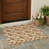 3' X 5' Orange And Silver Geometric Washable Indoor Outdoor Area Rug