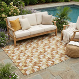 5' X 8' Orange And Silver Geometric Washable Indoor Outdoor Area Rug