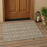 3' X 5' Chocolate And Purple Striped Washable Indoor Outdoor Area Rug