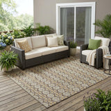 5' X 8' Chocolate And Purple Striped Washable Indoor Outdoor Area Rug