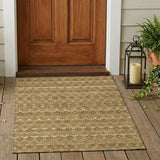 3' X 5' Orange And Blue Striped Washable Indoor Outdoor Area Rug