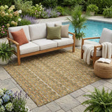 5' X 8' Orange And Blue Striped Washable Indoor Outdoor Area Rug