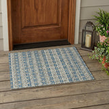 3' X 5' Teal Blue And Black Striped Washable Indoor Outdoor Area Rug