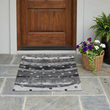3' X 5' Black And Navy Blue Striped Washable Indoor Outdoor Area Rug